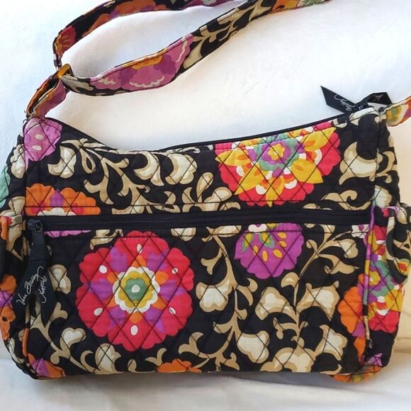 VERA BRADLEY SUZANI FLORAL QUILTED CROSSBODY BAG BLACK PINK BEIGE TAN PURPLE - Picture 11 of 11
